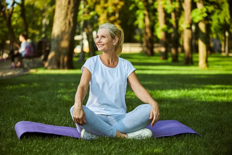 senior woman doing exercises outdoor