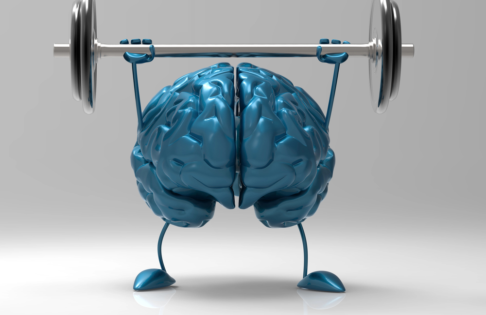 brain lifting weights ai image