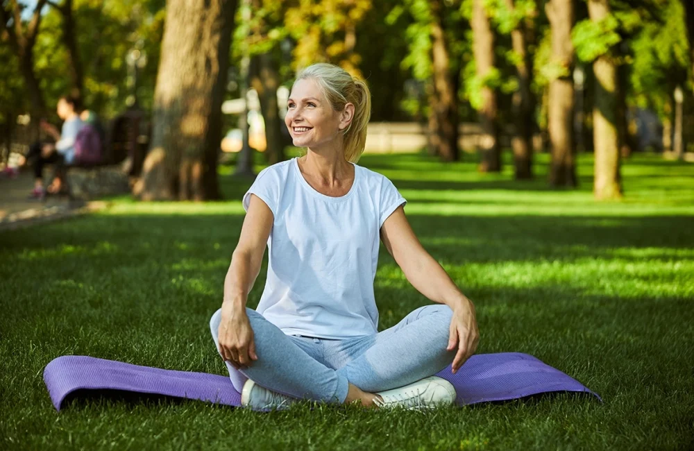 senior woman doing exercises outdoor